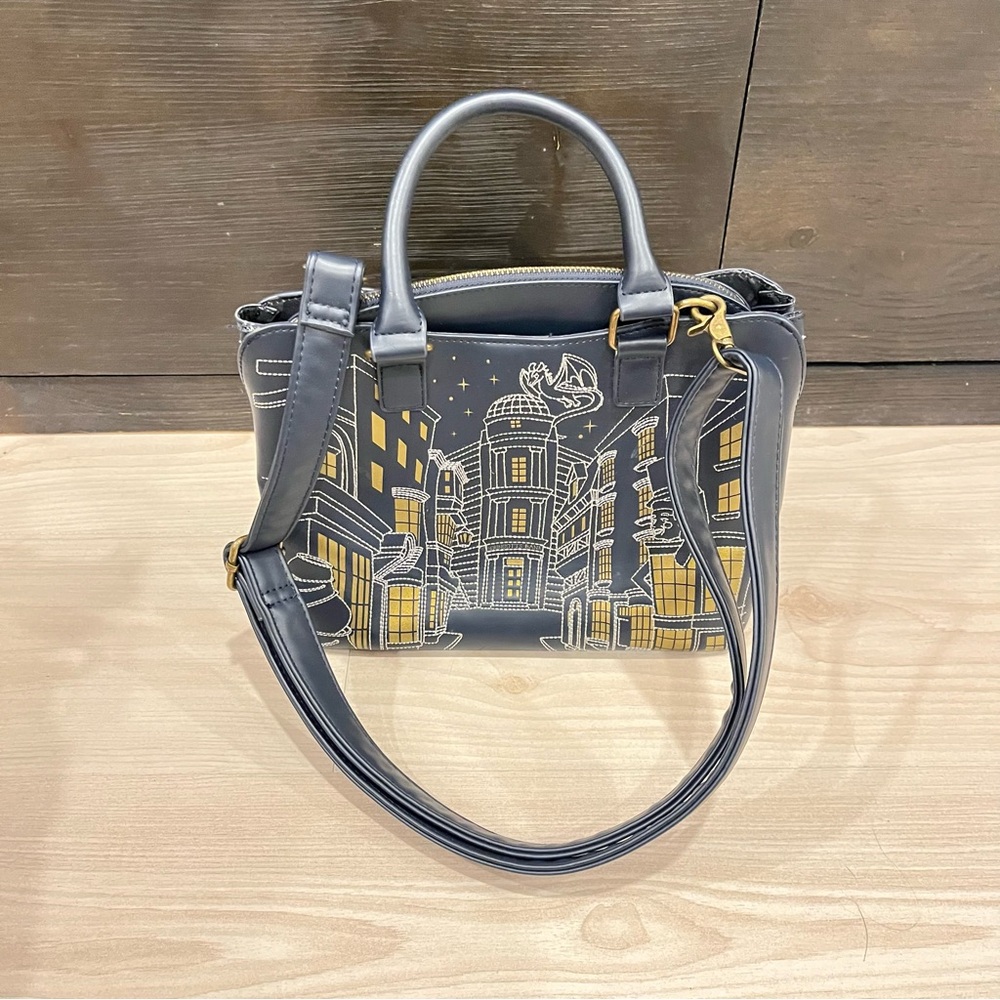 Loungefly Harry Potter Diagon Alley Satchel Crossbody Bag Embroidered Purse‎ EUC - Picture 4 of 12